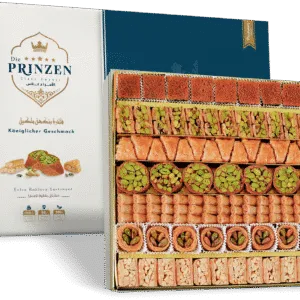 Die Prinzen Premium Box Baklava 1000g – Halal Süßigkeiten, edle Baklava-Auswahl mit Pistazien und Cashew, orientalische Spezialität | حلويات الأمراء بقلاوة علبة فاخرة ١٠٠٠ غرام – حلويات حلال مع الفستق والكاجو