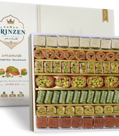 Premium Box Baklava Mix 1000g – Halal Süßigkeiten, edle Baklava-Auswahl mit Pistazien und Cashew, orientalische Spezialität | حلويات الأمراء بقلاوة علبة فاخرة ١٠٠٠ غرام – حلويات حلال مع الفستق والكاجو