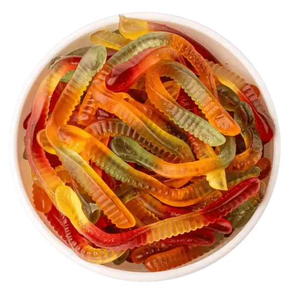 Fruchtgummiwürmer – bunte, halal-zertifizierte Gummibonbons in Wurmform
