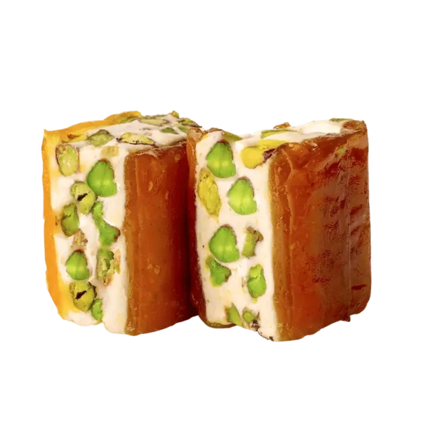Nougat mit Aprikosenmark und Pistazien – fruchtig-nussige orientalische Süßigkeit