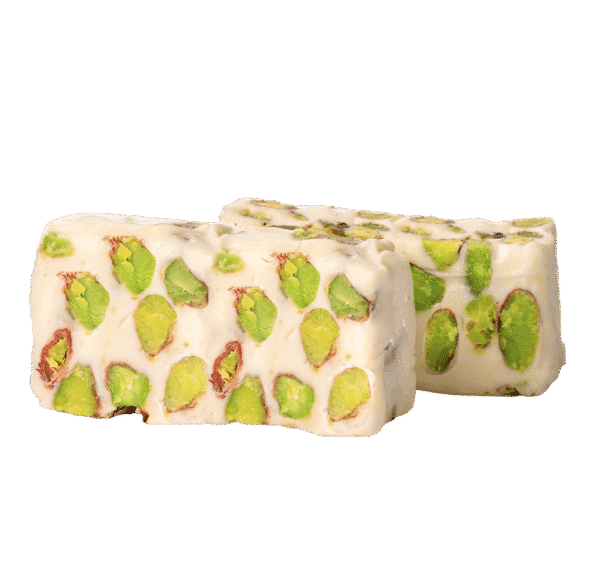 Weiße Nougat mit Pistazien Weiße Nougat mit Pistazien – zarte orientalische Süßigkeit mit Nüssen