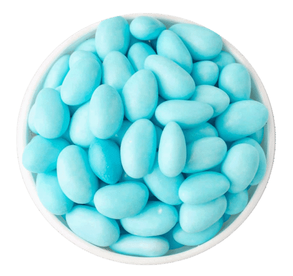 ملبس ازرق بالشوكولا Dragées Blau mit Schokoladenkern – blaue Zuckerdragées mit feiner Schokolade