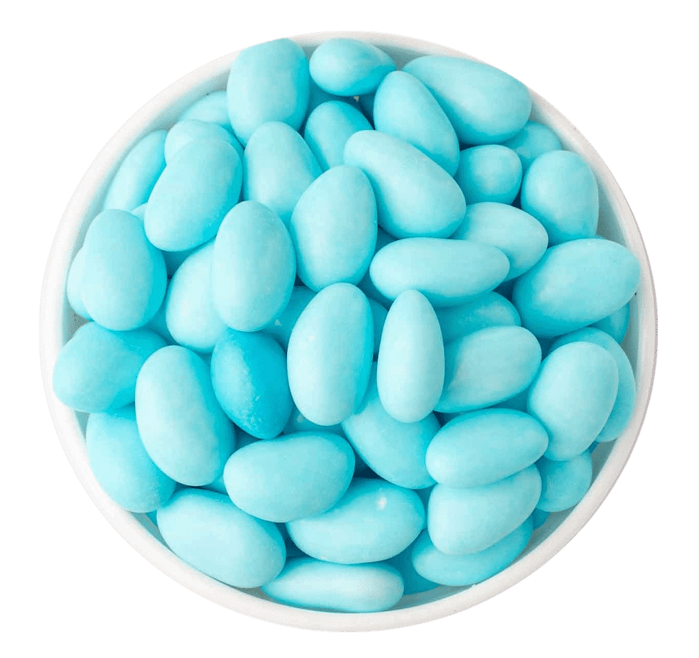 Dragées Blau mit Schokoladenkern Dragées Blau mit Schokoladenkern – blaue Zuckerdragées mit feiner Schokolade