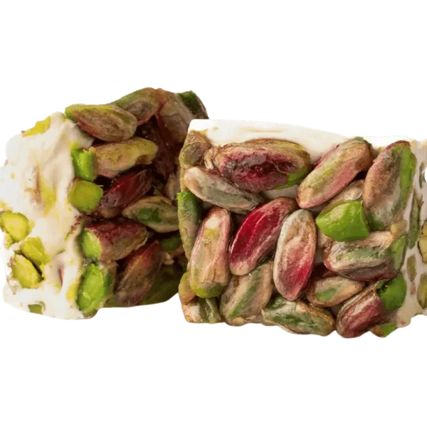 Weiße Nougat mit Pistazien – klassische orientalische Süßigkeit