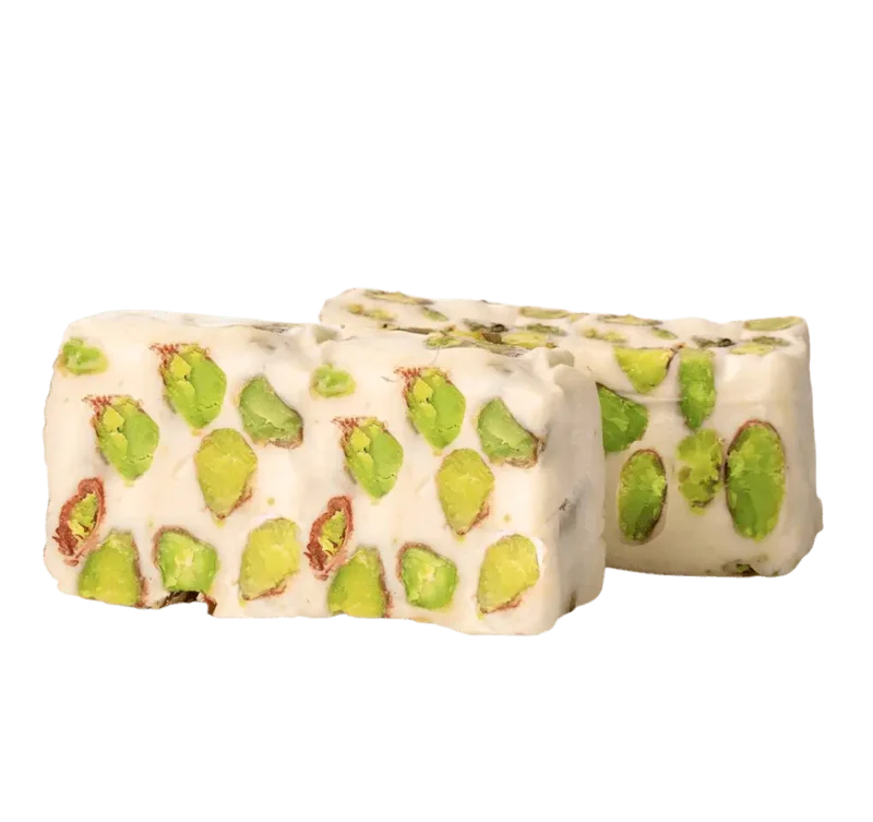 Weiße Nougat mit Pistazien Weiße Nougat mit Pistazien – zarte orientalische Süßigkeit mit Nüssen